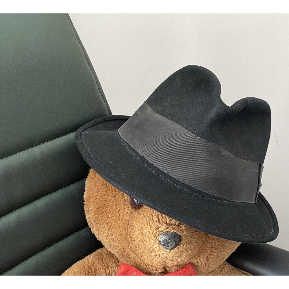 Vtg Knox Premier 5th Ave Black Felt Fedora Hat w/Black Band Men's Size 7 AS IS